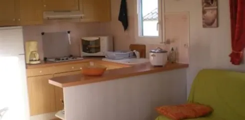 Mobil Home Confort 2 Chambres TCF - 5 Pers. - Domaine de L'Auzance : cuisine et salon