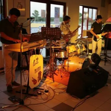 Musiciens jouant dans un salon du Camping La Riviera