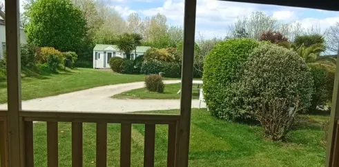 Vue du balcon du Mobil Home Studio 2P, Camping Les Peupliers