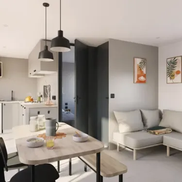 Mobil Home Confort 2 Chambres 4 Personnes - le Rompval : salle à manger et canapé