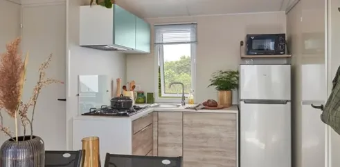 Mobil Home Bahia Modulo Confort 2 Chambres 6 Personnes - Camping La Touesse, cuisine équipée